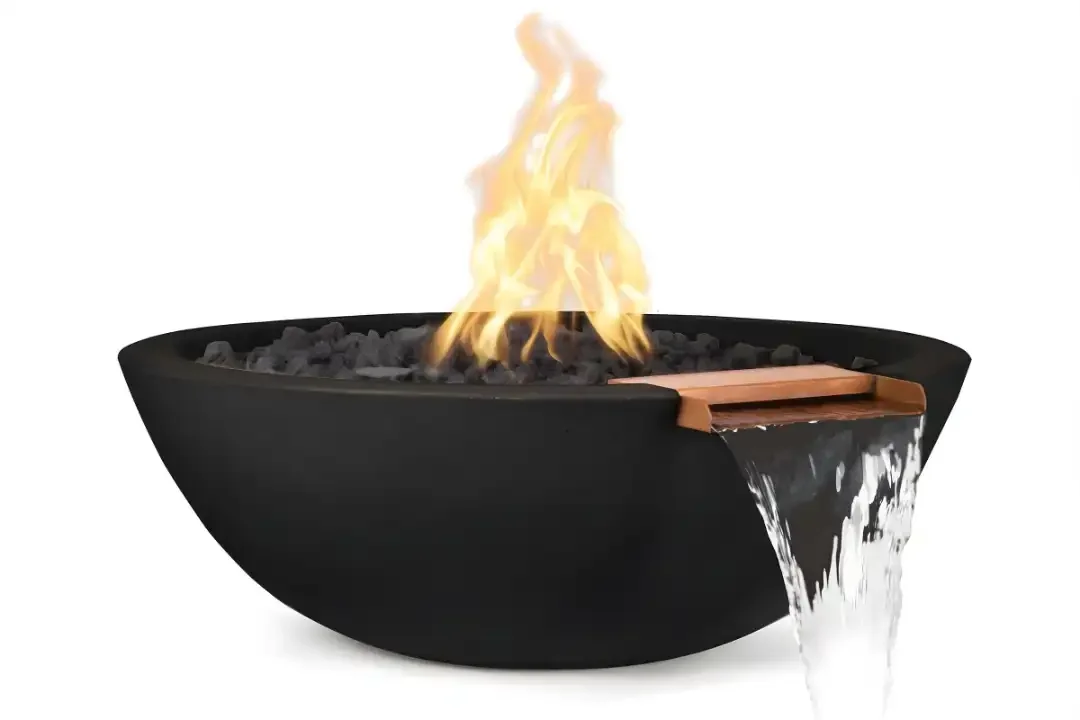 27" Sedona Fire & Water Bowl GFRC Concrete - Black