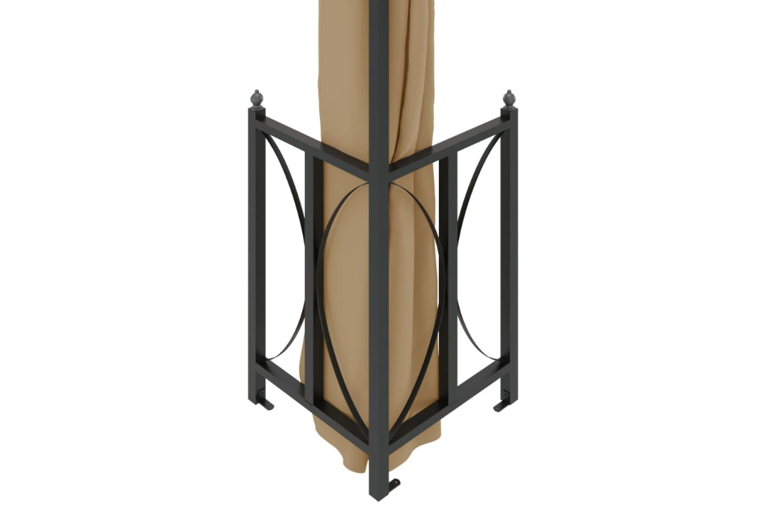 Gazebo with Sidewalls & Double Roofs in Taupe 3 x 4 m with Leg Decoration Panels
