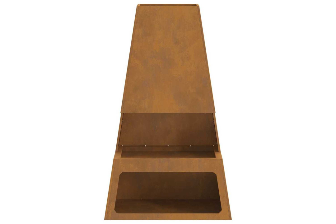 High-Quality Fire Pit with Log Storage 60 x 35 x 100 cm in Rusty Brown Weathering Steel