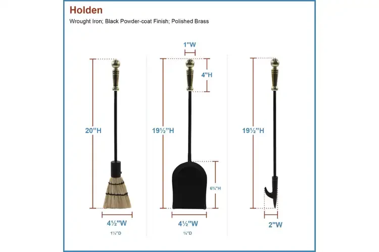 Holden 3-Piece Mini Tool Set in Black & Polished Brass Detailed Information