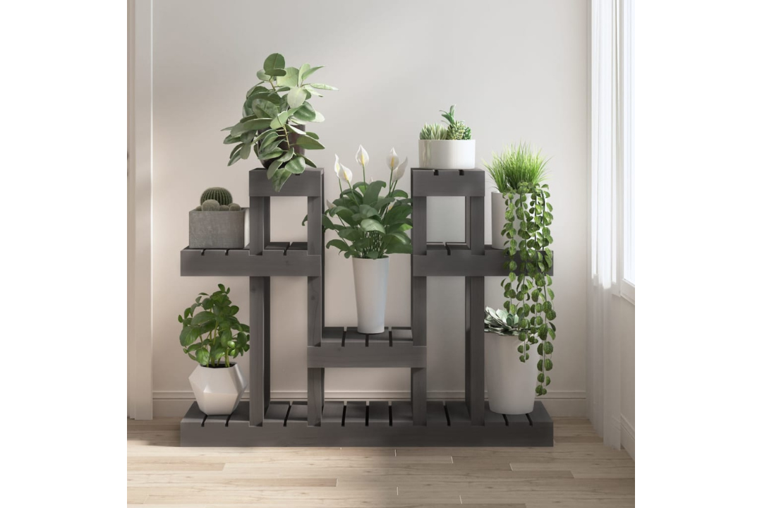 Plant Stand Multi-Tier Shelf for Indoor & Outdoor Plants 104.5x25x77.5 cm in Gray