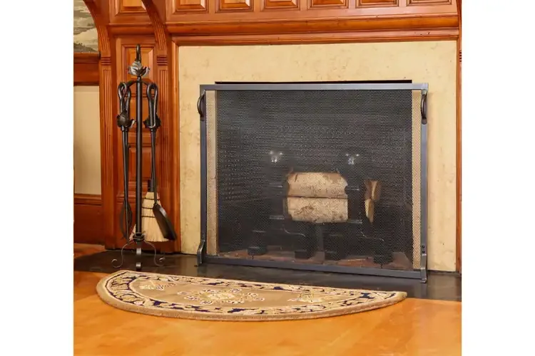 Colonial Flat Fireplace Screens – Wrought Iron, Graphite Finish