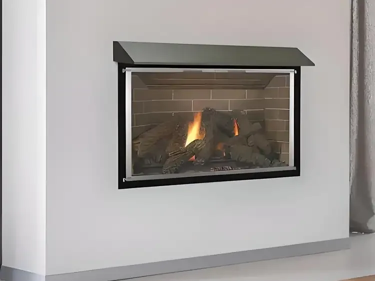 4-1/2" Deep Fireplace Hood in Flat Black Powder Coat Finish Mounted