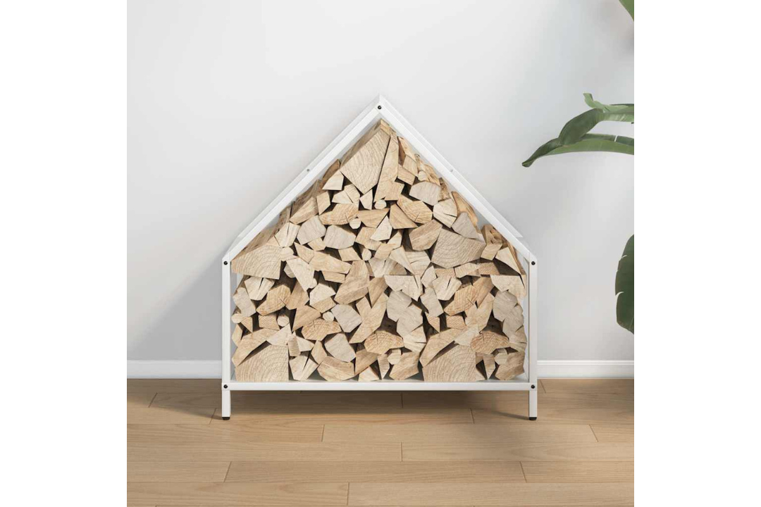 High-Quality Firewood Rack 60 x 25 x 60 cm in White Made of Cold-Rolled Steel
