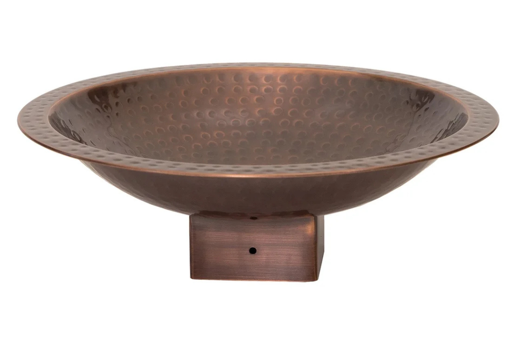 14" Hammered Burnt Copper Birdbath for 4x4 Posts With 3 Inches Depth