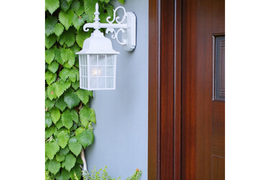 White Window Pane Lantern Wall Light