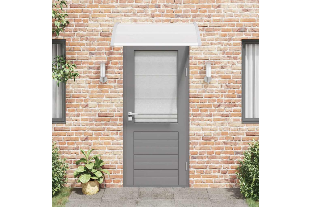 Lightweight Door Canopy 120x100 cm Polycarbonate with ABS Brackets in Grey Brackets and Transparent Sheets