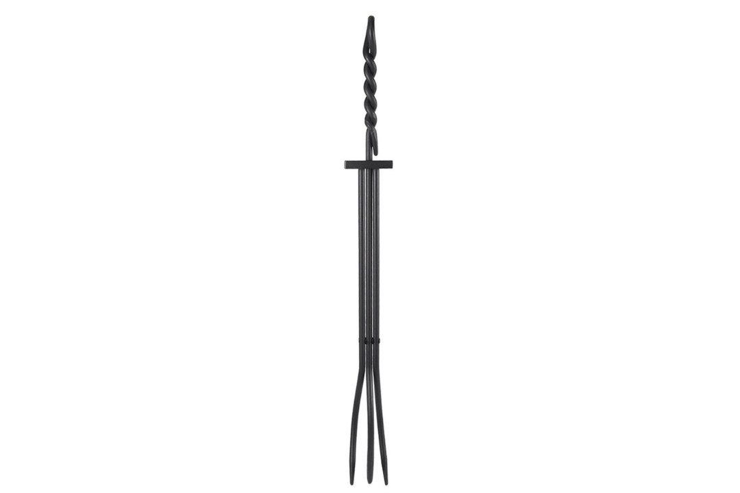 28-Inch Tongs Wrought Iron Fireplace Tools with Rope Handles – Black Finish