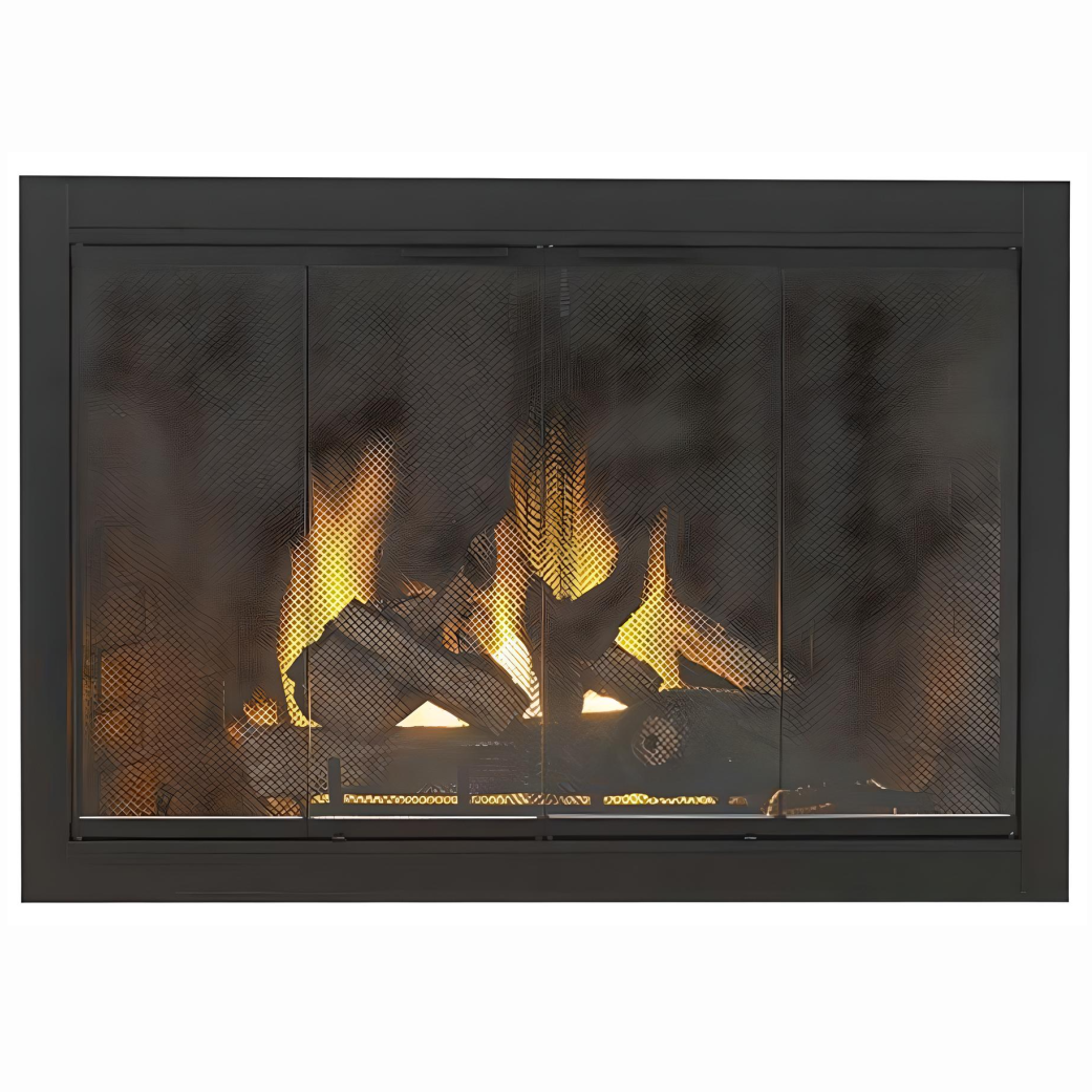 Satin Black Fireview Masonry Fireplace Glass Door