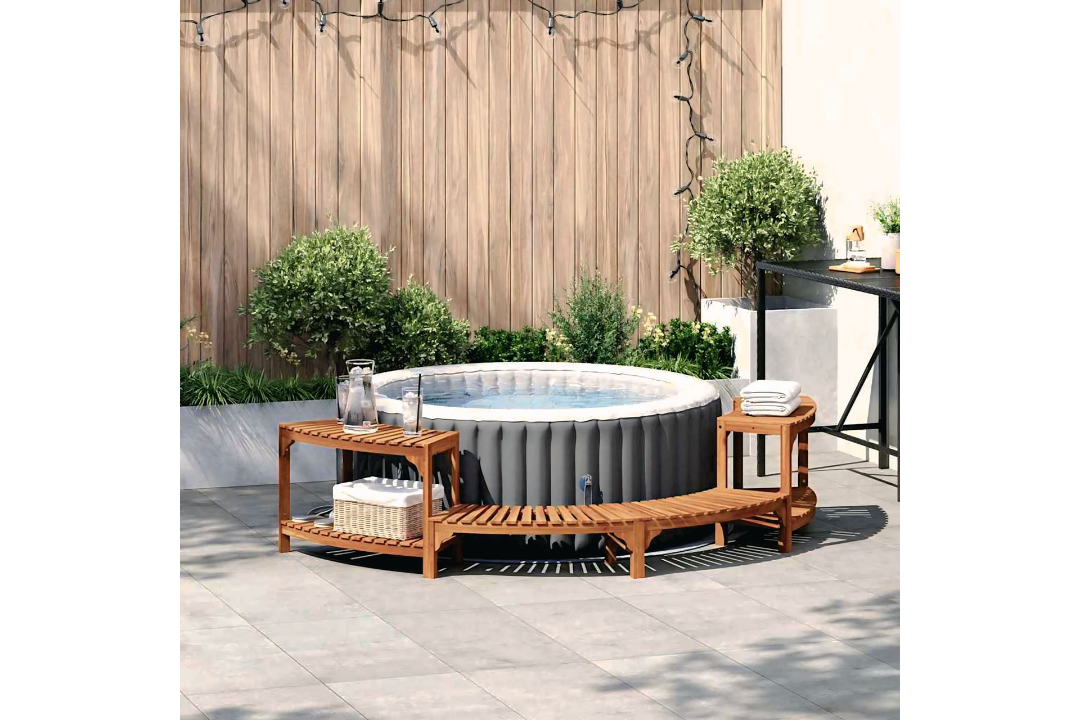 Hot Tub Surround Half-Round Build from Solid Wood Acacia in 252 x 111.5 x 55.5 cm