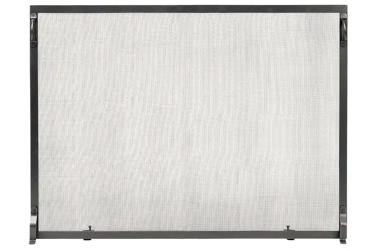 Colonial Flat Fireplace Screens – Wrought Iron, Graphite Finish in 44 x 33