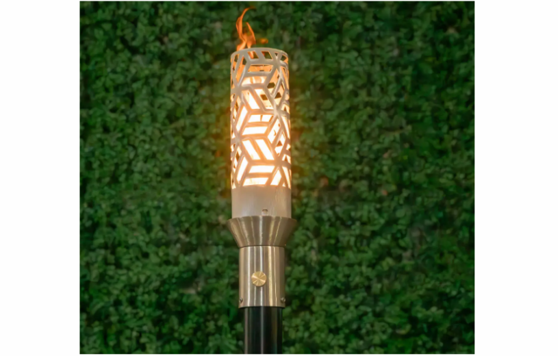 Cubist Stainless Steel Gas Tiki Torch Head Lit