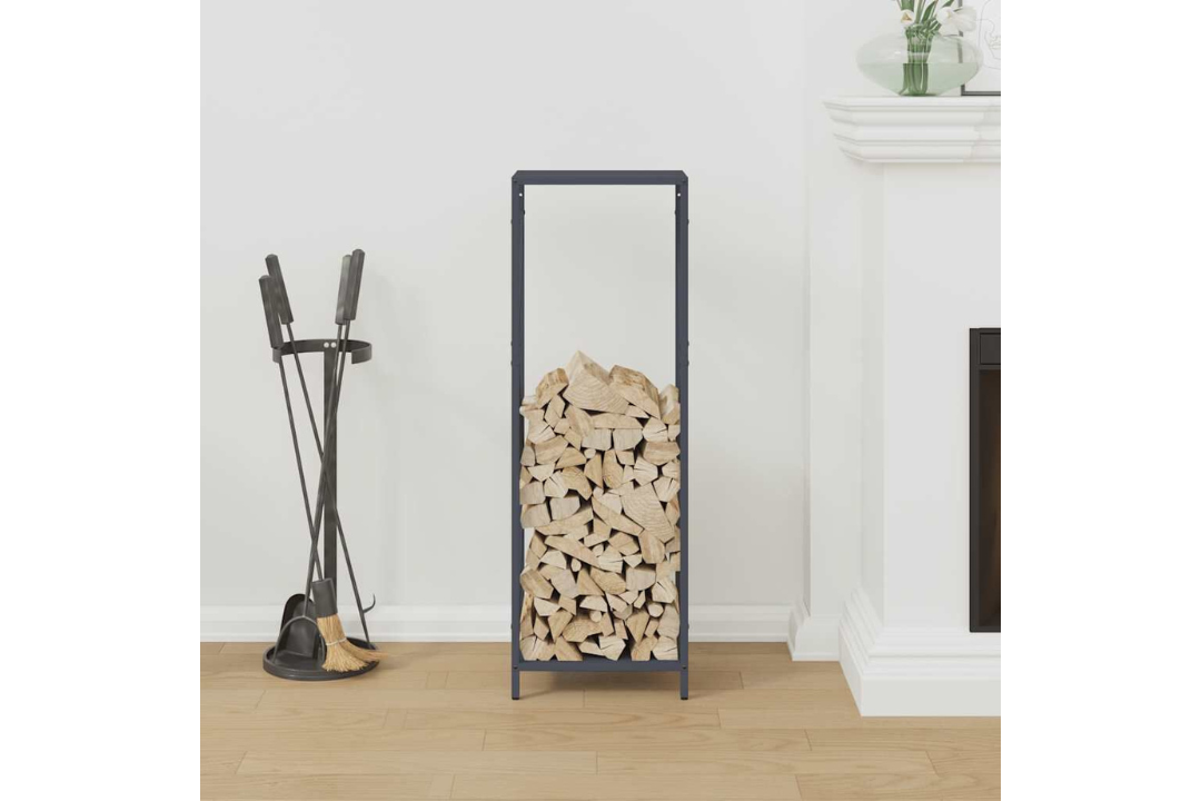 High-Quality Firewood Rack 34 x 25 x 100 cm in Anthracite Made of Cold-Rolled Steel
