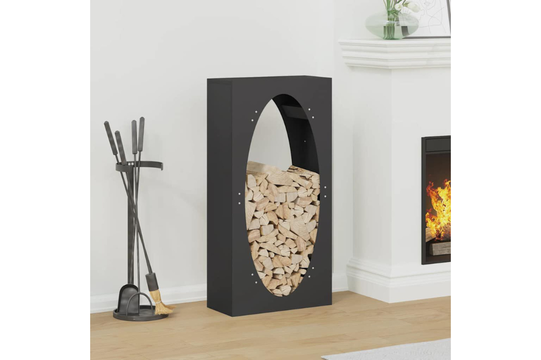 Firewood Rack 50 x 23 x 100 cm in Black Made of Cold-Rolled Steel