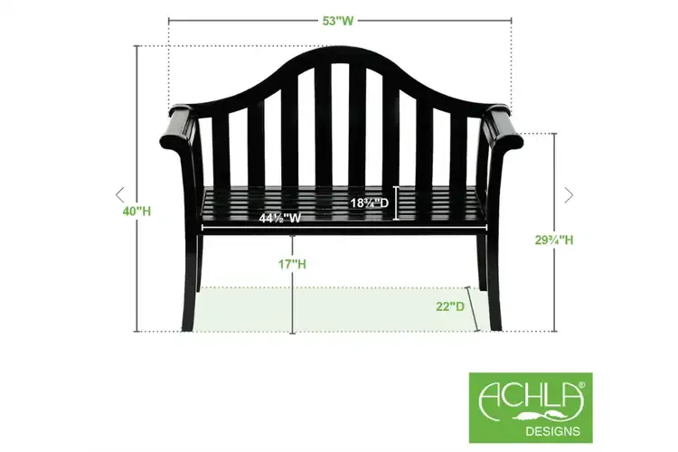 Black Camelback Bench Specifications