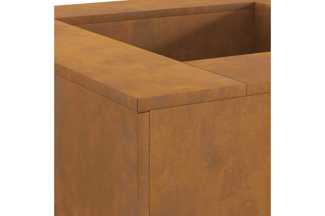 Rustic Square Fire Pit 80 x 80 x 40 cm in Rusty Brown Weathering Steel