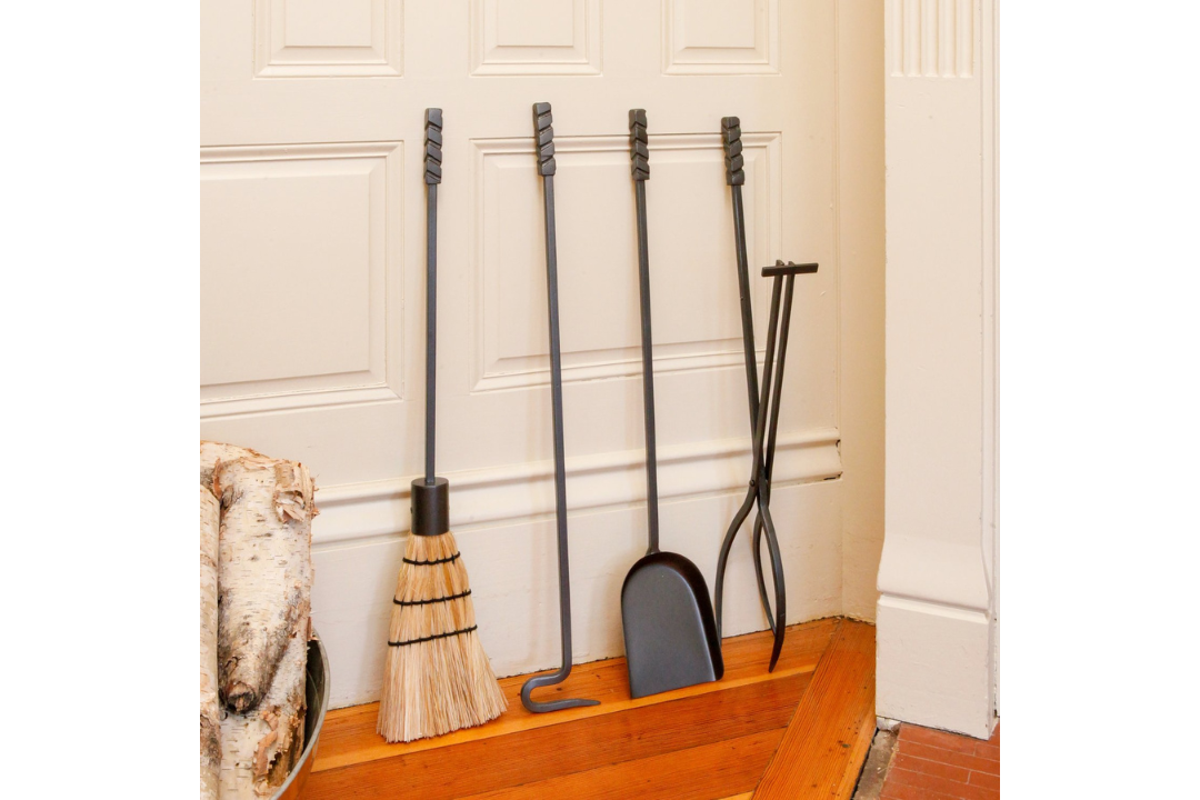 Wright Design Fireplace Tool Set with Graphite Powder Coated Finish