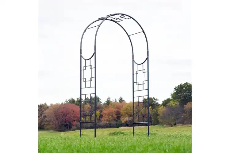 Square-on-Squares Arbor In a Garden