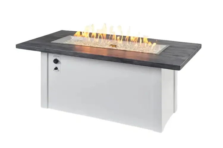 Havenwood 62" White Base Carbon Grey Top Gas Fire Pit Table