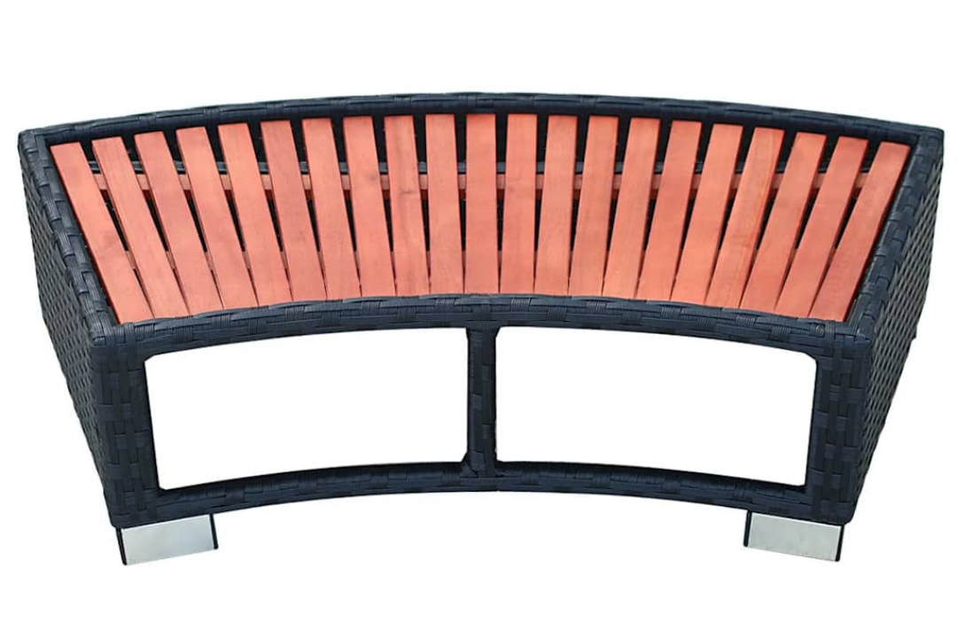 Durable Spa Step Poly Rattan 92 x 45 x 25 cm in Black