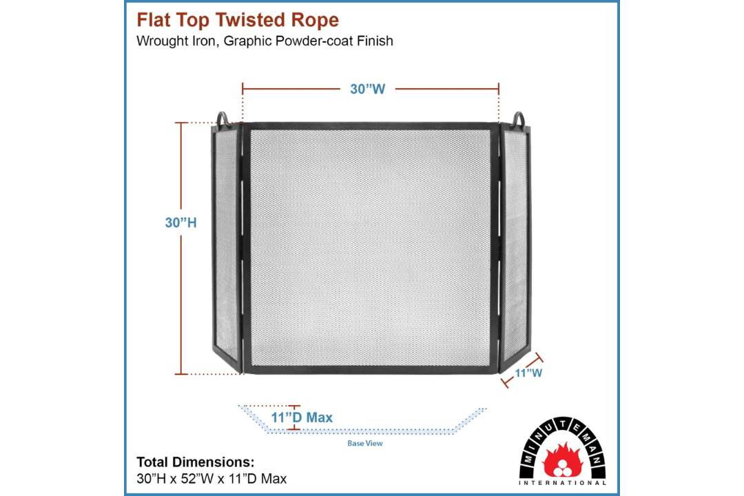 Twisted Rope Folding Fireplace Screen in Graphite Specifications