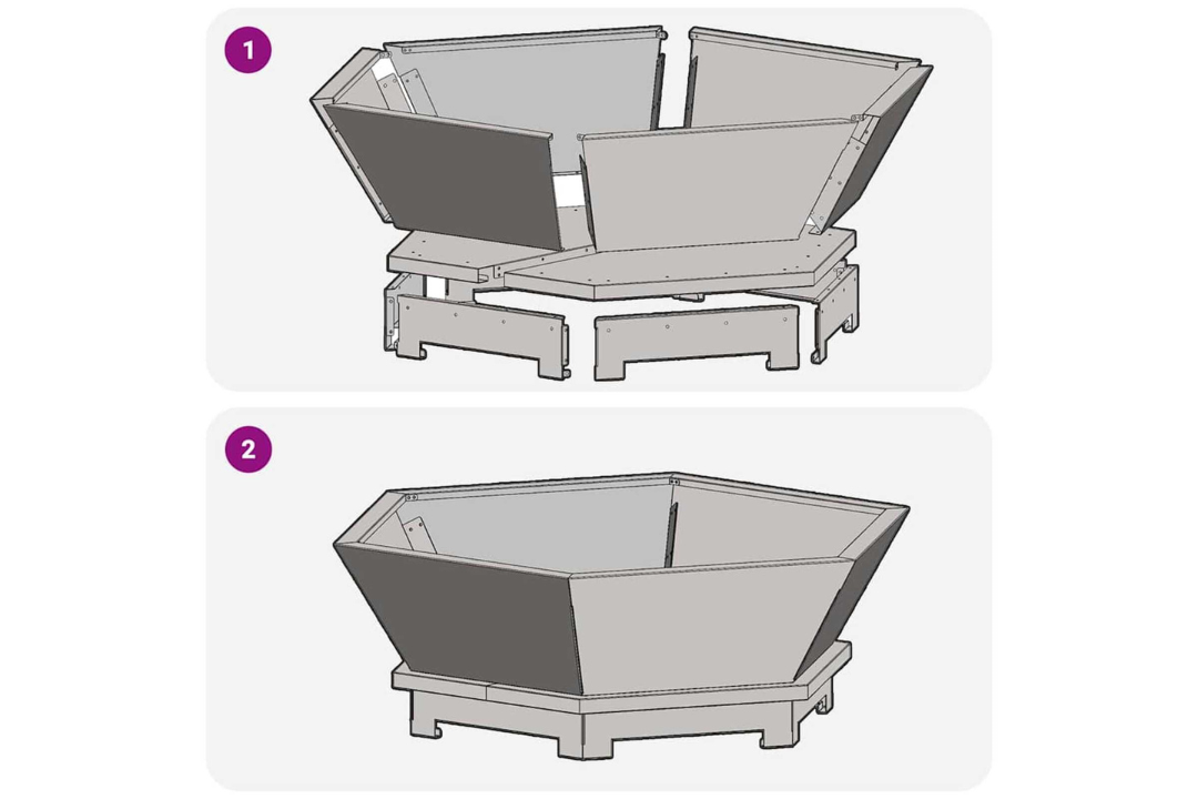 Fire Pit Hexagonal Black Cold-Rolled Steel – Outdoor Wood Burning in 75 x 75 x 28 cm Easy to Assemble
