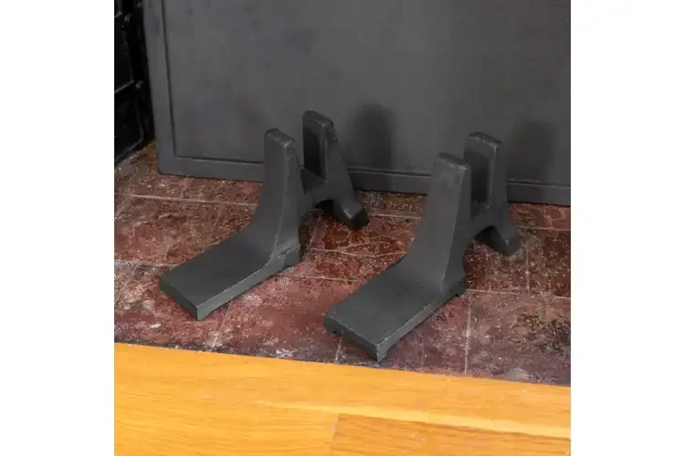 Sleek Cast Iron Fireback Supports – Powder-Coated Fireplace Boots (Pair)