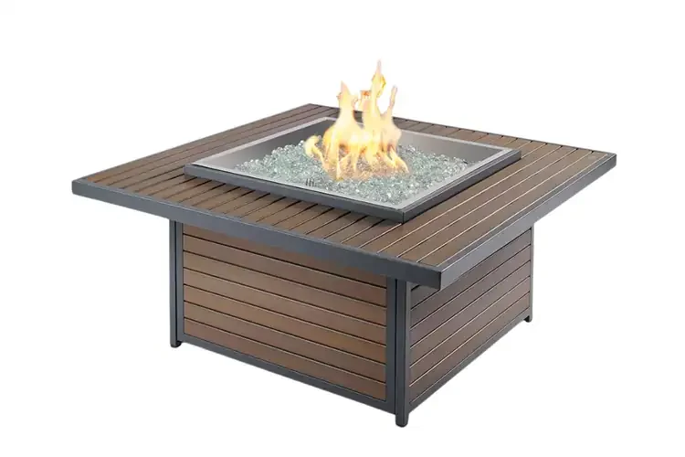 Kenwood and Brooks Brown Square Chat Height Gas Fire Pit Table