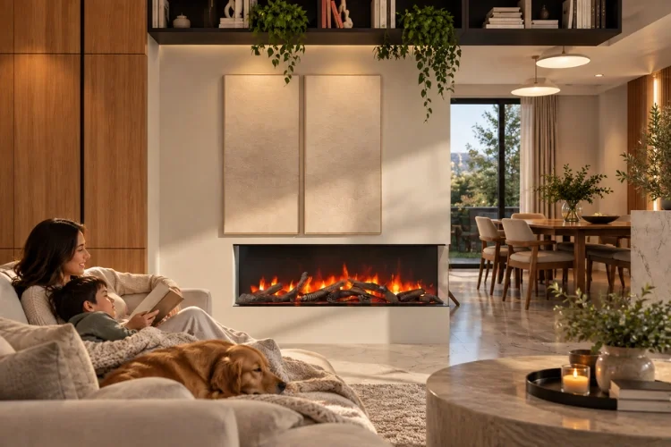 Cozy Family Reading by the Fireplace