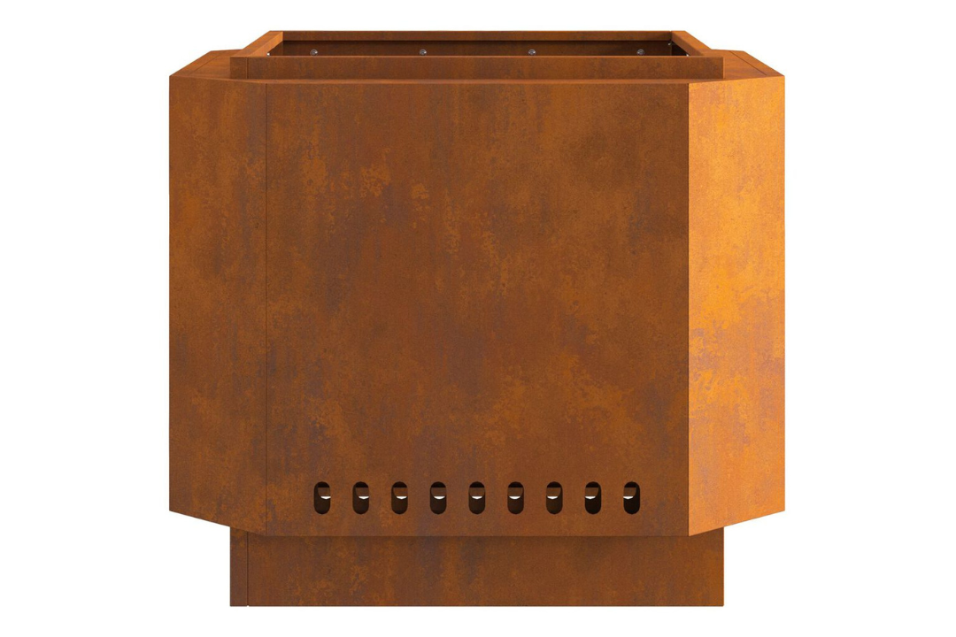 High-Quality Smokeless Fire Pit 58 x 58 x 51 cm in Rusty Brown Weathering Steel