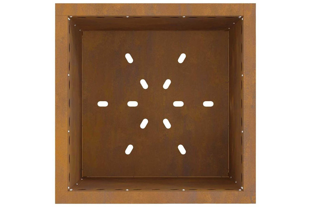 Sleek Smokeless Fire Pit Square 48 x 48 x 50 cm in Rusty Brown Weathering Steel