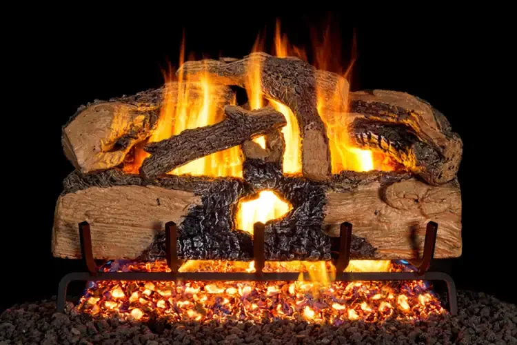Real Fyre Charred Evergreen Split Oak 18" Outdoor Gas Log Set with Burner