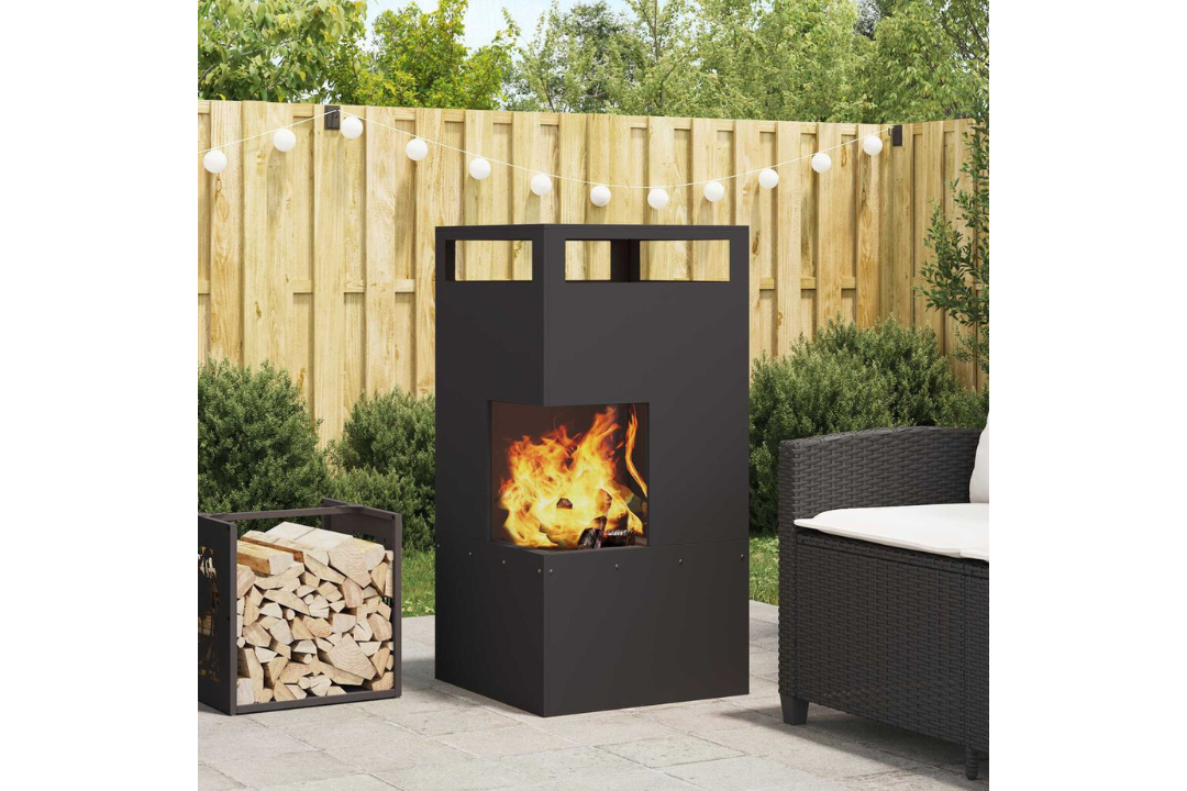 Fire Pit 50 x 50 x 100 cm Steel in Black Cold-Rolled Steel
