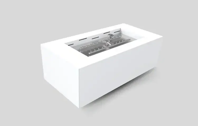 HPC Tejas Rectangular Metal Fire Pit Enclosure Electronic Ignition Series in White