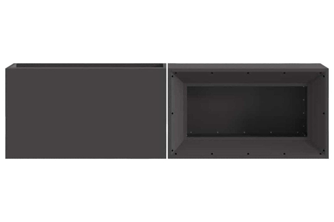 High-Quality Fire Pit with Log Storage 160 x 45 x 35 cm in Black Cold-Rolled Steel