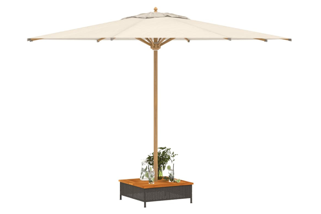 Parasol Base Cover Black & Brown – 70x70x25 cm Crafted from Poly Rattan & Acacia