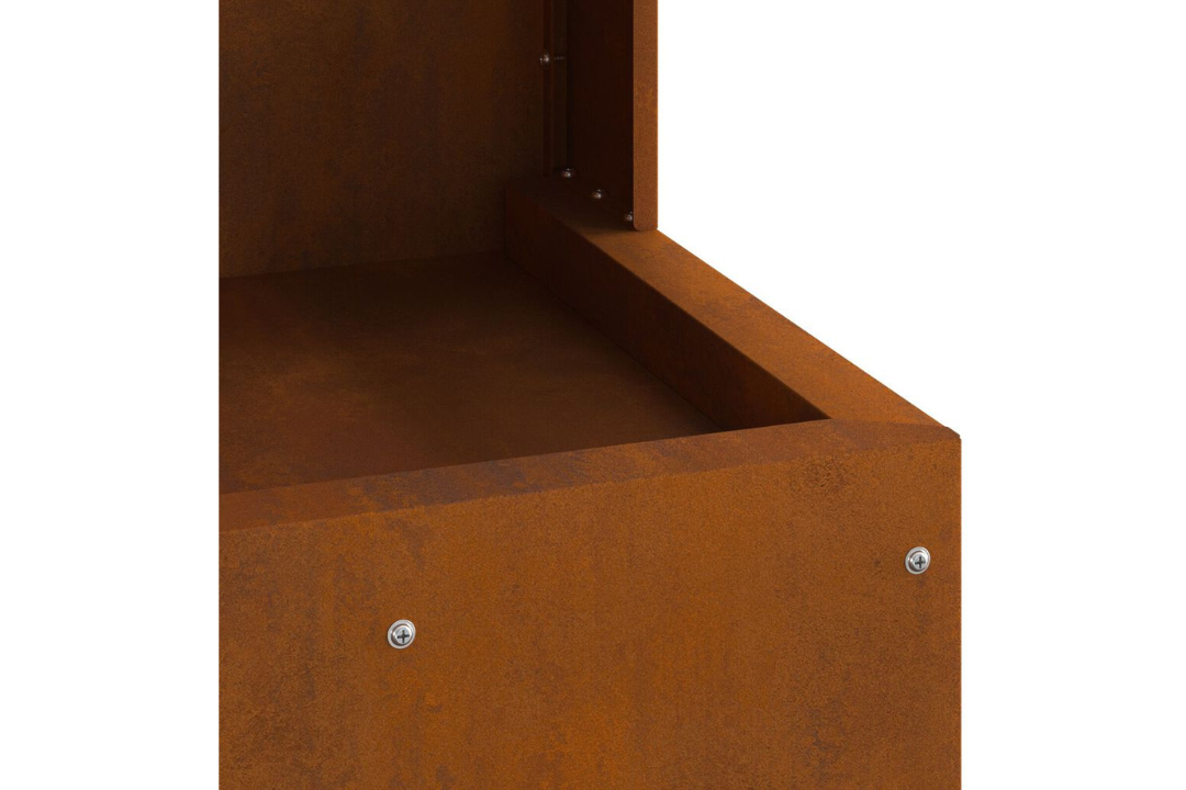 Modern Square Steel Fire Pit 35 x 35 x 100 cm in Rusty Brown Weathering Steel