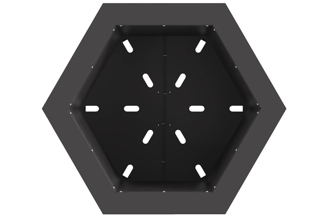High-Quality Smokeless Fire Pit Hexagonal 48 x 48 x 51 cm in Black Cold-Rolled Steel