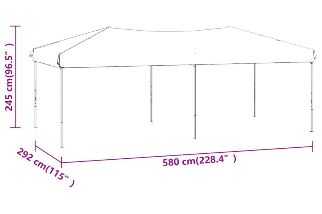 Folding Party Tent 3 x 6 m in Cream with 210D Oxford Fabric with Silver Coating Tent Specifications