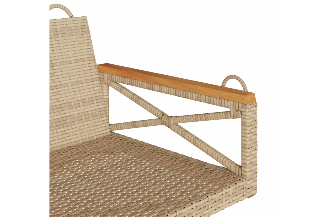 Swing Bench Poly Rattan in Beige Powder-Coated Steel Frame Underneath