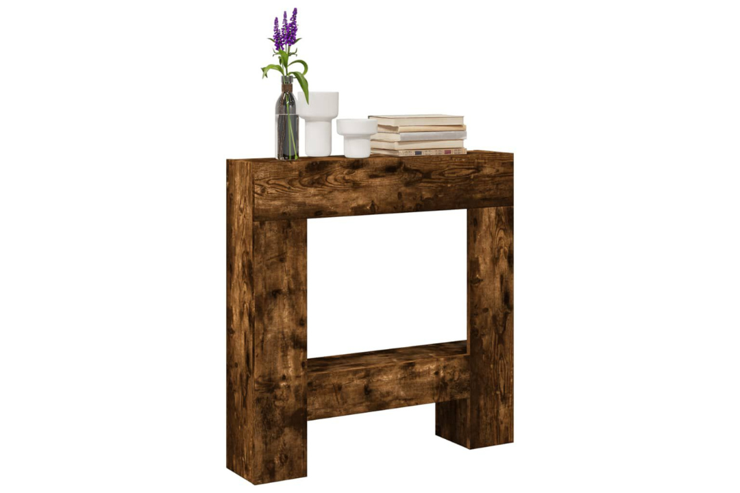 Fireplace Surround 81 x 18 x 82 cm in Smoked Oak Made of Engineered Wood Mantel Frame