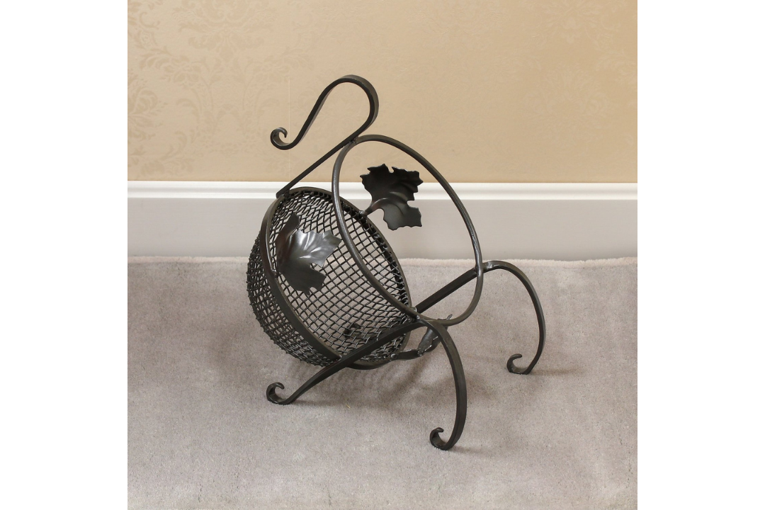 Lightweight European Fatwood Caddy – Wrought Iron Kindling Holder with 4 lbs Fatwood