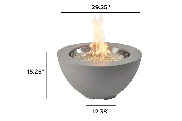 Cove 29" Natural Gray Round Gas Fire Pit Bowl Dimension
