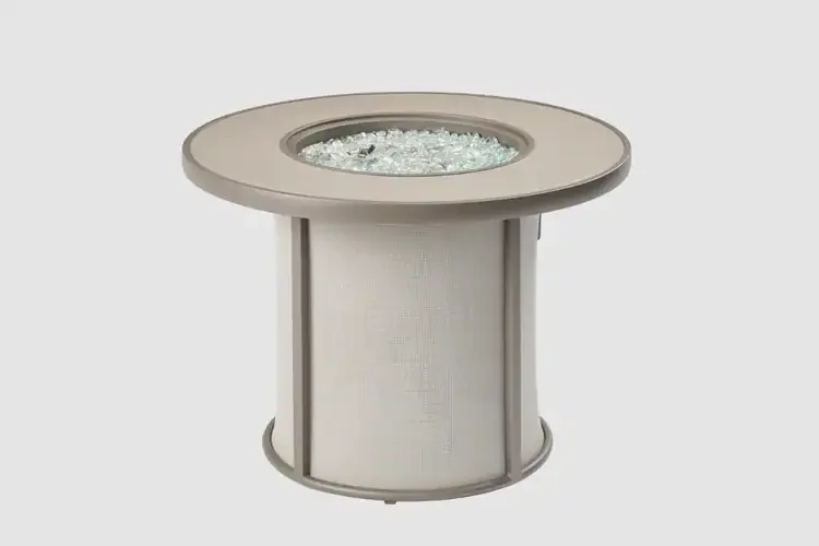 Stonefire Round Gas Fire Pit Table in Light Grey