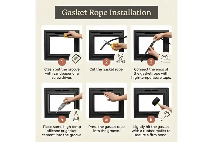 Jamestown Wood Stove Door Gasket Kit – 9 Ft 1/2" Rope Gasket & Cement Installation