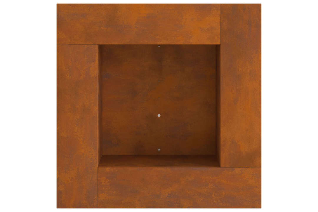 Spacious Square Fire Pit 60 x 60 x 30 cm in Rusty Brown Weathering Steel