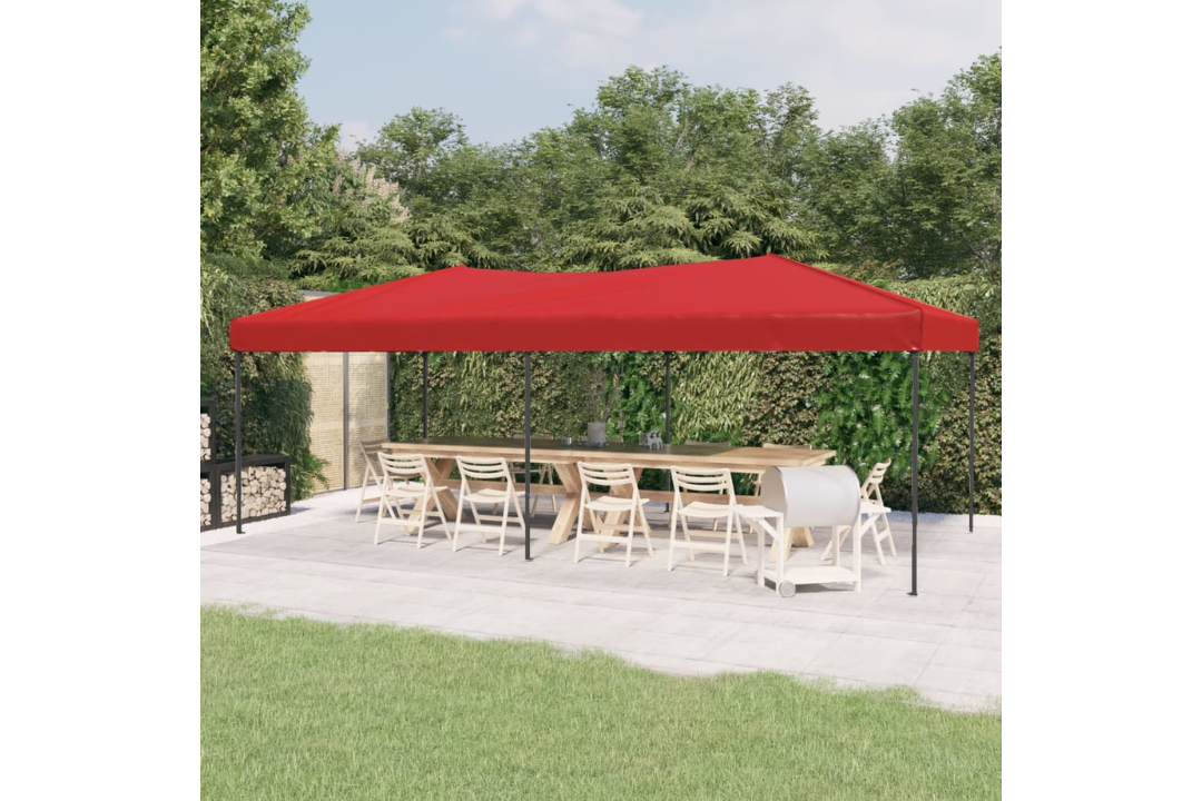 Folding Party Tent 3 x 6 m in Red with 210D Oxford Fabric with Silver Coating
