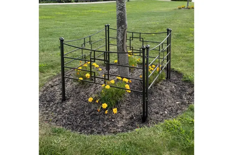 Square-on-Squares Fence Section Made from Wrought Iron