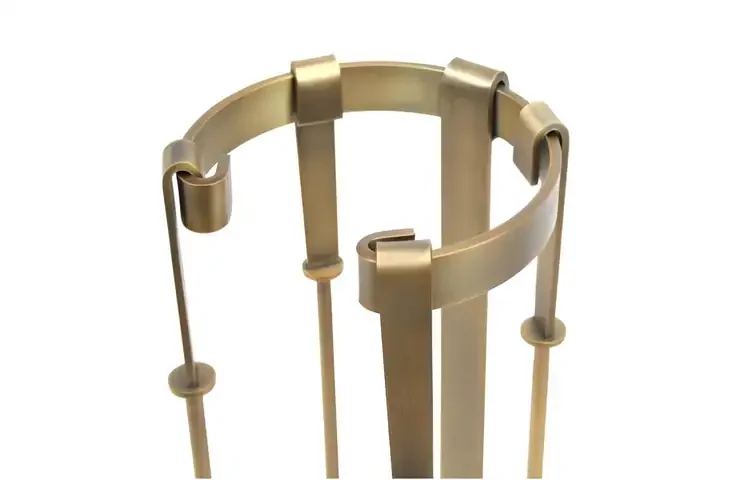 Mid Century Burnished Brass Fireplace Tool Set by Pilgrim Top