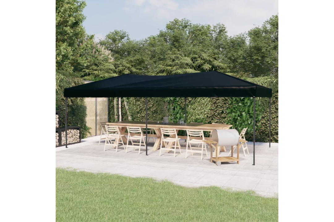 Folding Party Tent 3 x 6 m in Black with 210D Oxford Fabric with Silver Coating